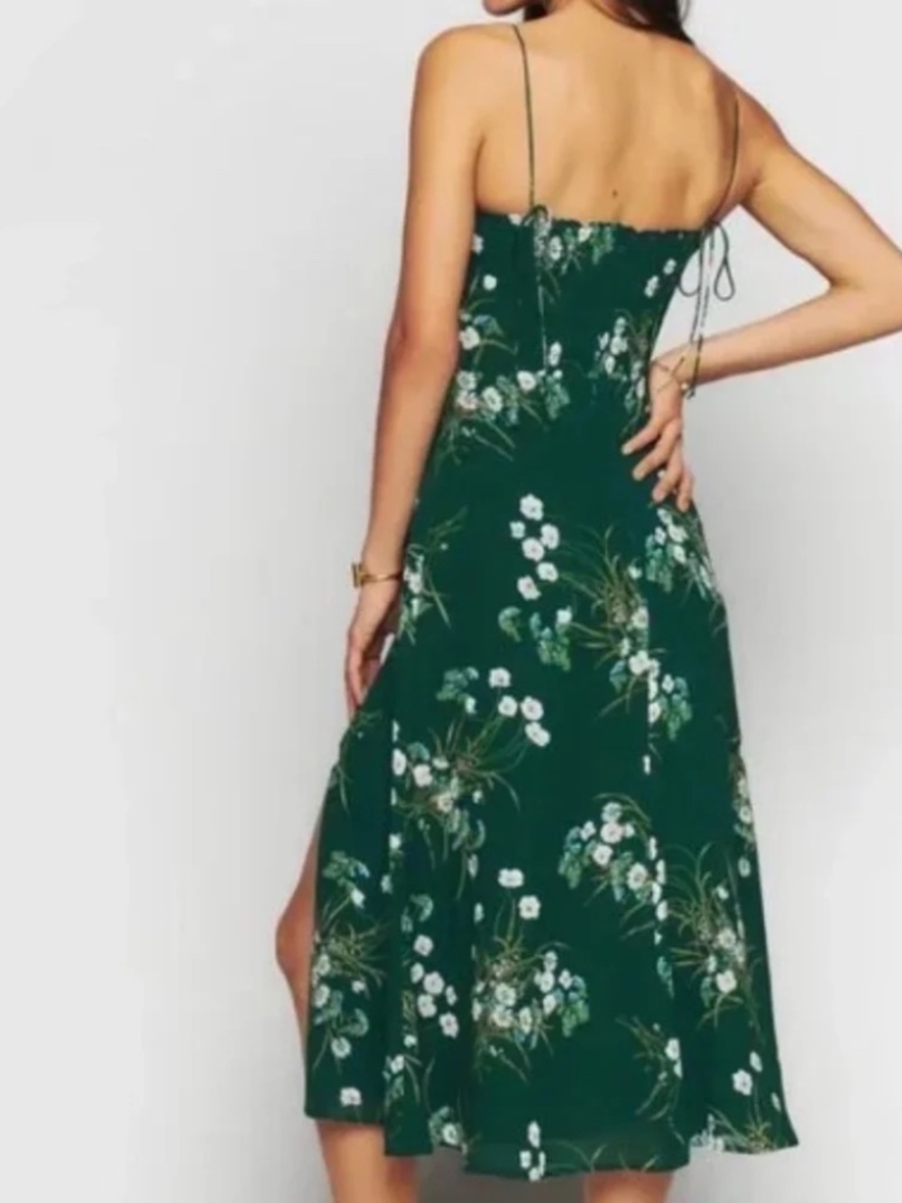 Reformation Juliette Buena Midi Dress in Emerald Floral Print size 4 - Picture 2 of 8